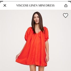 Banana Republic Viscose Linen Mini Dress - Blood Orange NWT